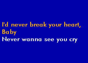 I'd never break your heart,

Baby

Never wanna see you cry