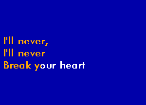 I'll never,

I'll never
Break your heart