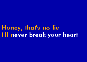 Honey, that's no lie

I'll never break your heart