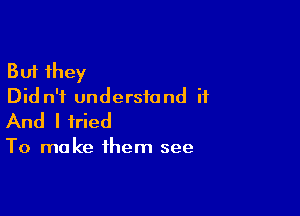 But they
Did n'i understand it

And I tried

To make them see