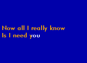 Now all I really know

Is I need you