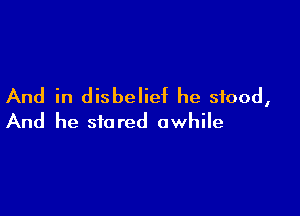 And in disbelief he stood,

And he stared awhile