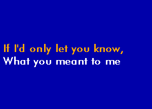 If I'd only let you know,

What you meant to me