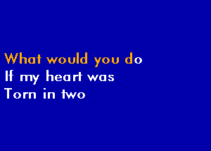 What would you do

If my heart was
Tom in two