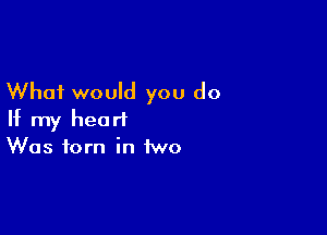What would you do

If my heart
Was torn in two