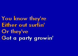 You know 1hey're
Either out surfin'

Or they've
Got a party growin'