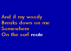 And if my woody

Breaks down on me

Somewhere
On the surf roufe