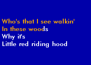 Who's that I see wolkin'
In these woods

Why ifs
LiHle red riding hood