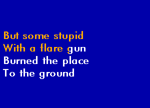 But some siupid
With a flare gun

Burned the place
To the ground