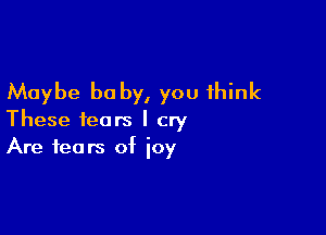 Maybe be by, you think

These fears I cry
Are fears of ioy