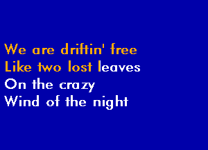We are driHin' free
Like two I051L leaves

On the crazy
Wind of the night