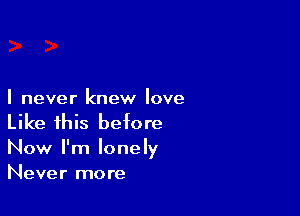 I never knew love

Like this before

Now I'm lonely
Never more