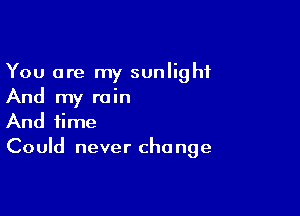 You are my sunlight
And my rain

And time
Could never change