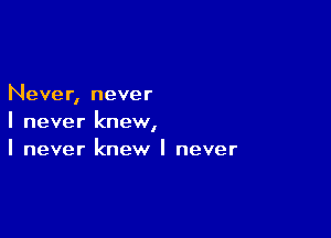 Never, never

I never knew,
I never knew I never