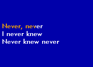 Never, never

I never knew
Never knew never