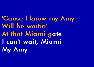 'Cause I know my Amy
Will be woifin'

At that Miami gate
I can't wait, Miami

My Amy