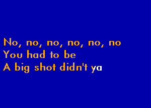 No, no, no, no, no, no

You had to be

A big shot didn't ya