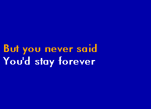 But you never said

You'd stay forever