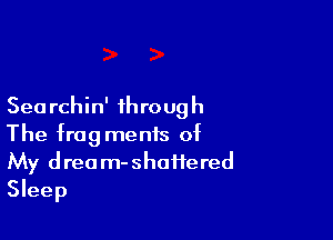 Sea rchin' ihro ug h

The fragments of
My drea m-shaifered
Sleep