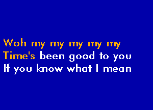 Woh my my my my my

Time's been good to you
If you know what I mean