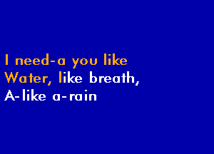 I need-a you like

Wafer, like breath,
A-Iike o-roin