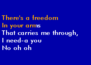 There's a freedom
In your arms

Thai carries me through,
I need-o you

No oh oh