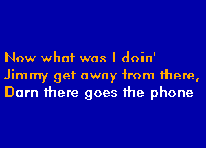 Now what was I doin'
Jimmy get away from 1here,
Darn 1here goes 1he phone