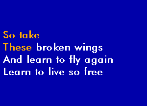 So take
These broken wings

And learn to Hy again
Learn to live so free