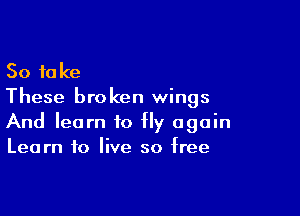So take
These broken wings

And learn to Hy again
Learn to live so free