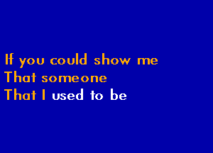 If you could show me

That someone

That I used to be