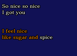 So nice so nice
I got you

I feel nice
like sugar and spice