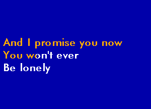 And I promise you now

You won't ever
Be lonely