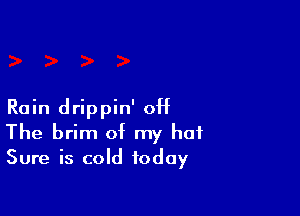 Rain drippin' OH

The brim of my hat
Sure is cold today