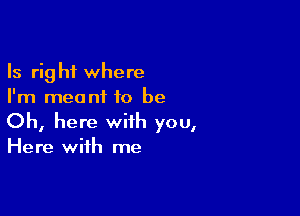 Is right where
I'm meant to be

Oh, here with you,
Here with me