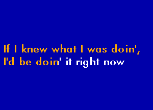 If I knew what I was doin',

I'd be doin' it right now