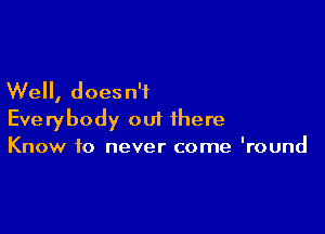 Well, does n'f

Everybody out there

Know to never come 'round