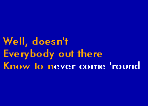Well, does n'f

Everybody out there

Know to never come 'round