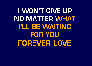 I WONT GIVE UP
NO MATTER WHAT
I'LL BE WAITING
FOR YOU

FOREVER LOVE

g