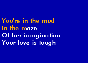 You're in the mud
In the maze

Of her imagination
Your love is tough