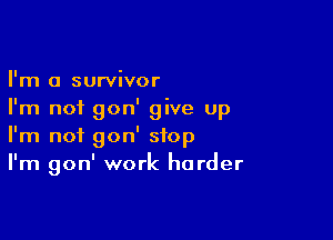 I'm a survivor
I'm not gon' give up

I'm not gon' stop
I'm gon' work harder