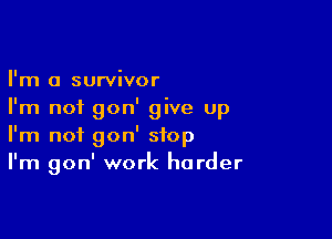 I'm a survivor
I'm not gon' give up

I'm not gon' stop
I'm gon' work harder