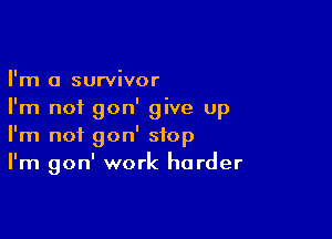 I'm a survivor
I'm not gon' give up

I'm not gon' stop
I'm gon' work harder