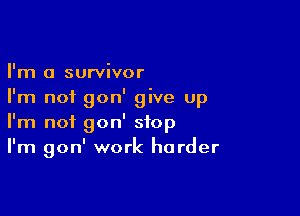 I'm a survivor
I'm not gon' give up

I'm not gon' stop
I'm gon' work harder