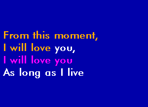 From this moment,
I will love you,

As long as I live