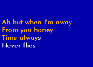 Ah but when I'm away
From you honey

Time always
Never flies