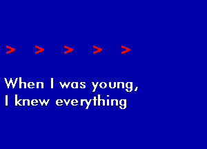 When I was young,
I knew everything