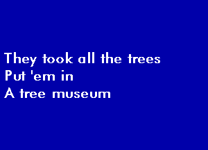 They took all the trees

Put 'em in
A free museum