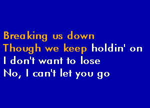 Brea king us down
Though we keep holdin' on

I don't want to lose
No, I can't let you go