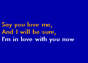 Say you love me,

And I will be sure,
I'm in love with you now