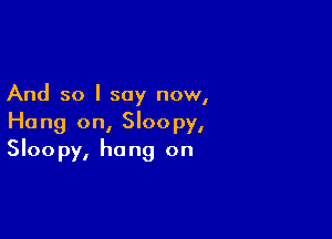 And so I say now,

Hang on, Sloopy,
Sloopy, hung on